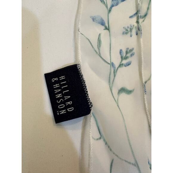 Hillard & Hanson White Blue Floral Print Scarf - Picture 3 of 4